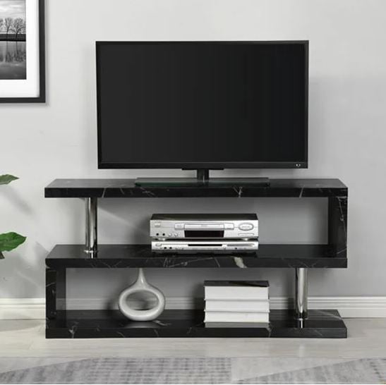 Photo of Miami high gloss s shape tv stand in milano marble effect